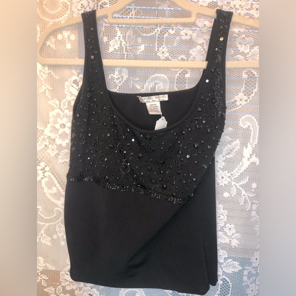 Black Bejeweled Tank Top